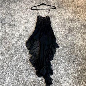 Sheer black button down dress with lace